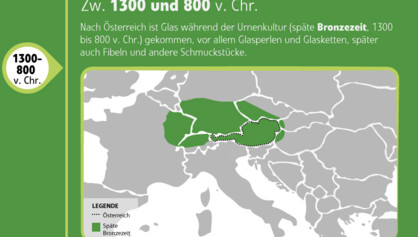 Landkarte Glas in Europa späte Bronzezeit